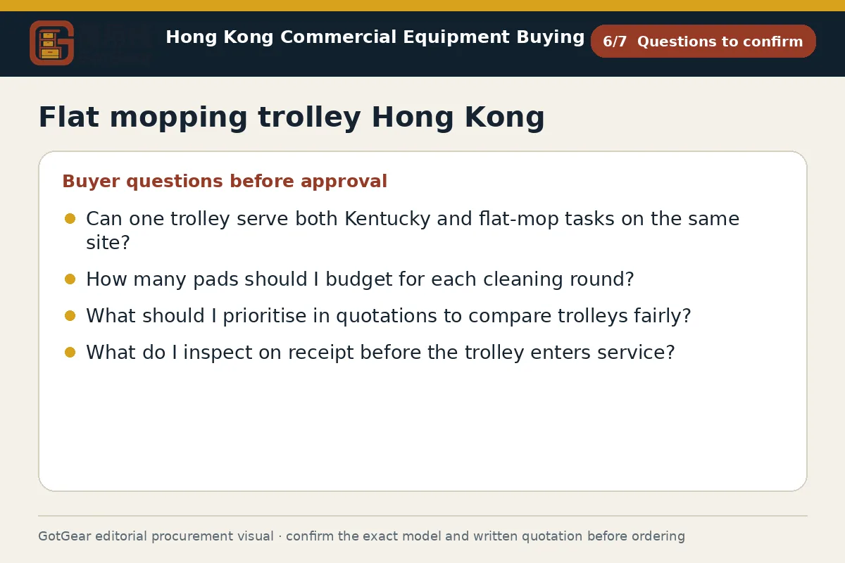 GotGear questions to confirm procurement diagram for flat mopping trolley Hong Kong