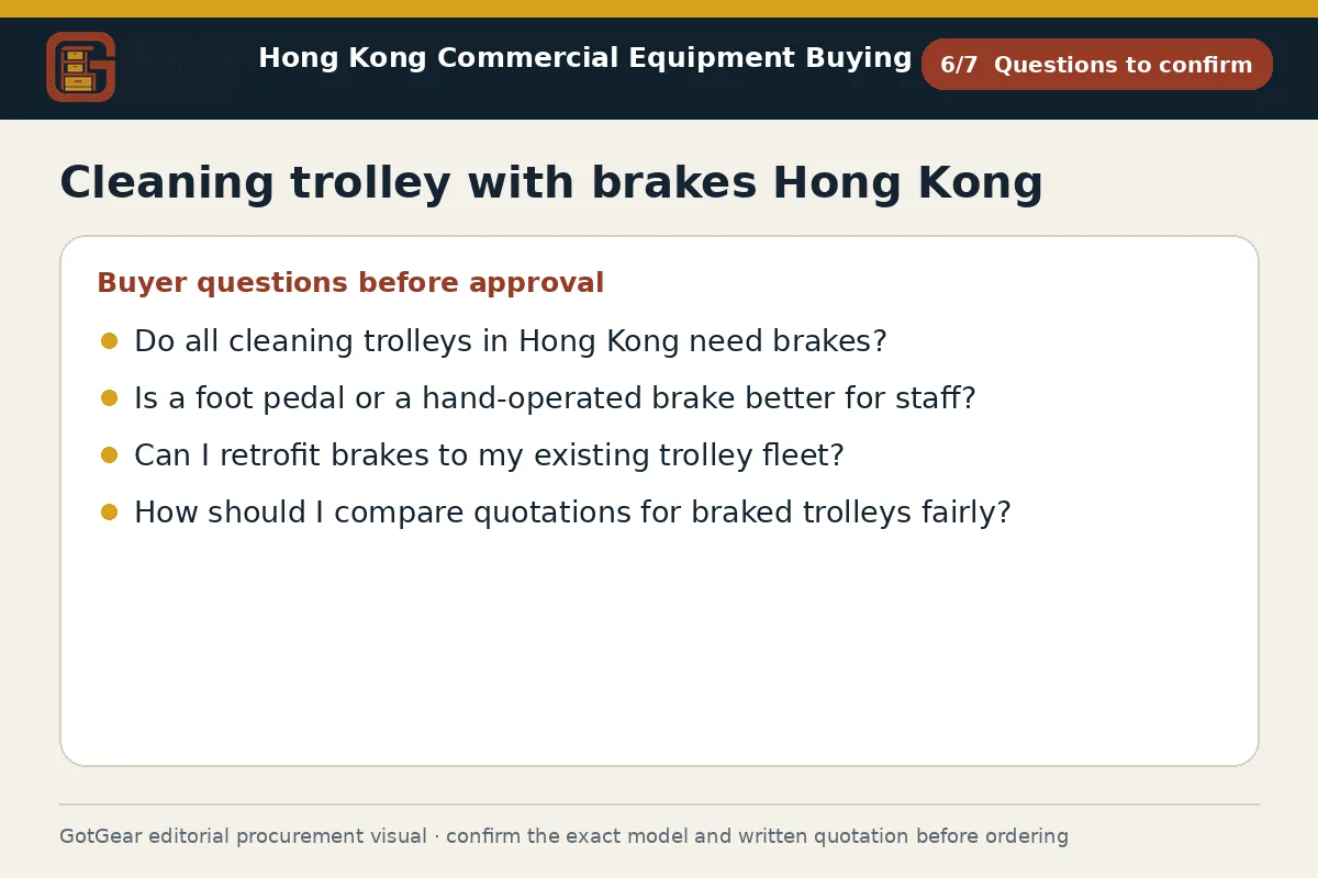 GotGear questions to confirm procurement diagram for cleaning trolley with brakes Hong Kong