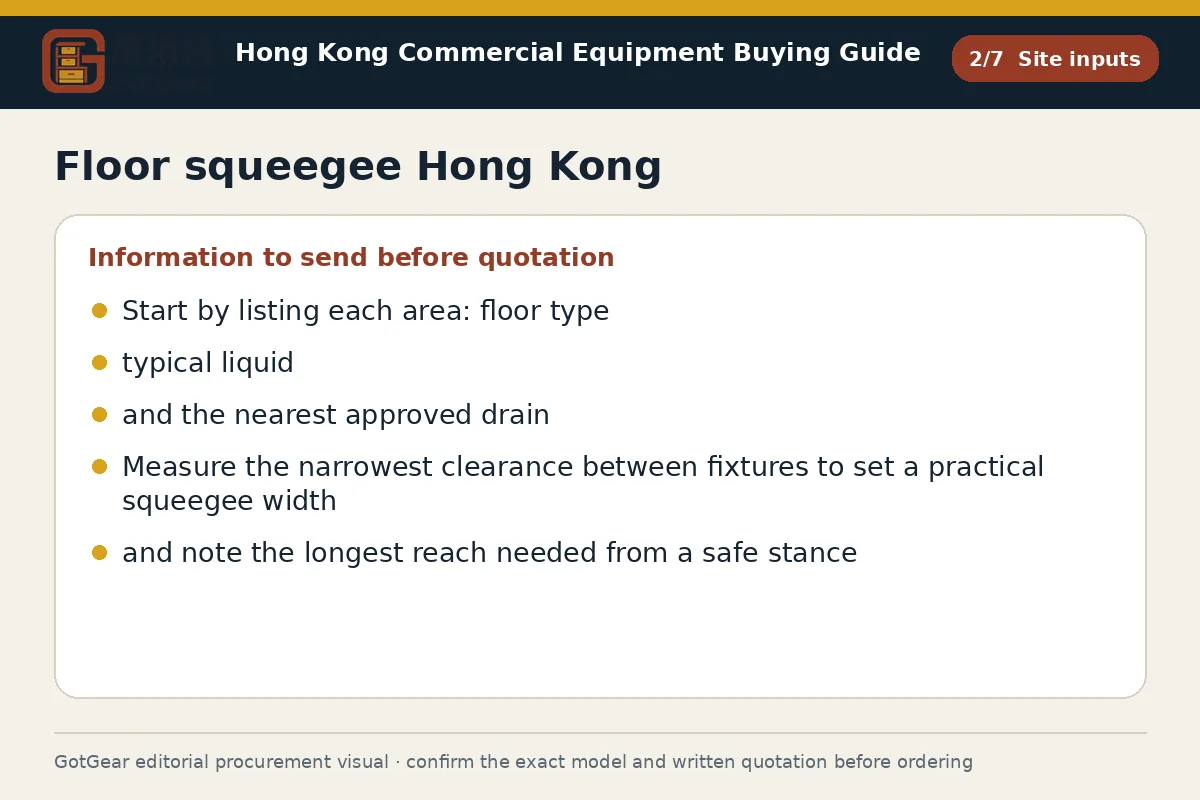 GotGear site inputs procurement diagram for floor squeegee Hong Kong