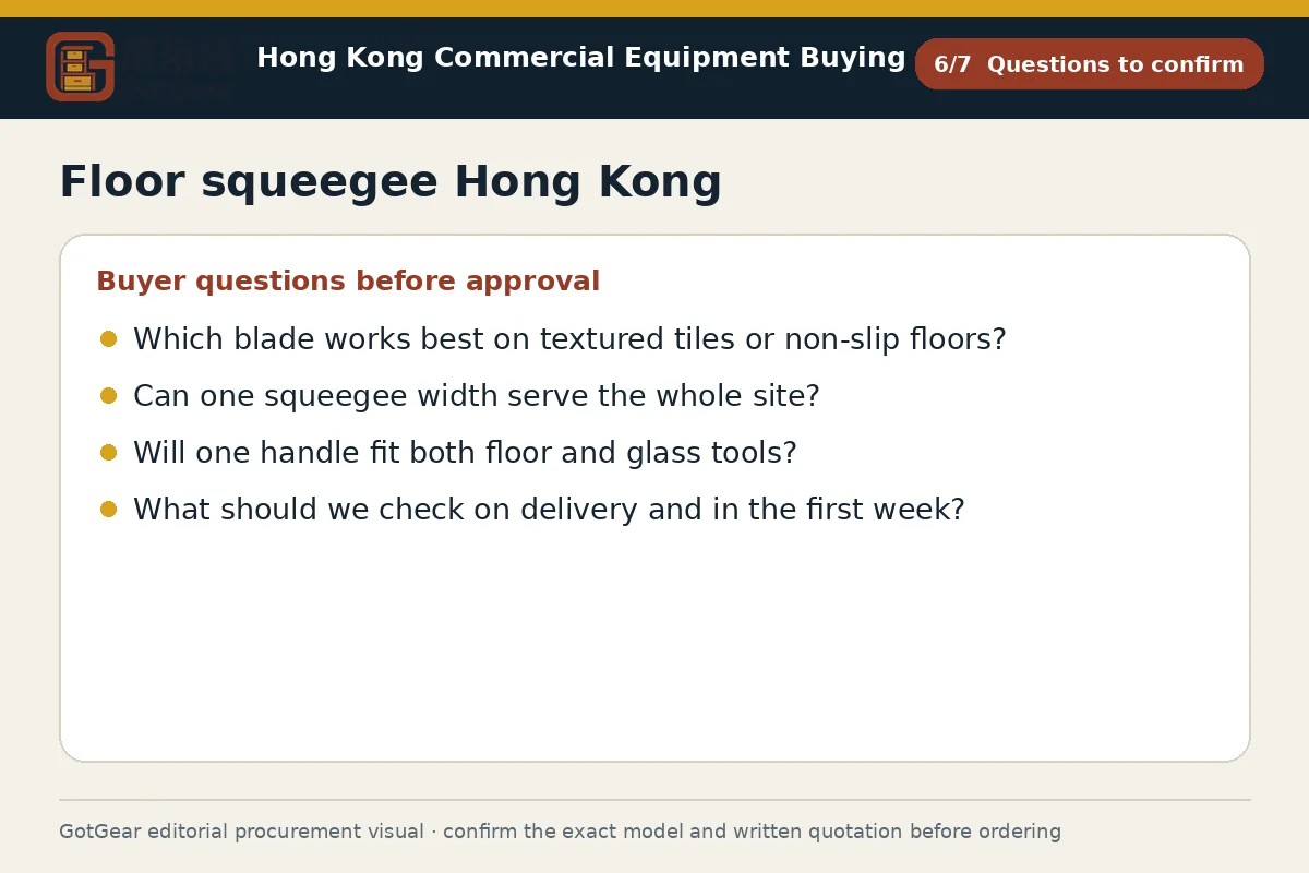 GotGear questions to confirm procurement diagram for floor squeegee Hong Kong
