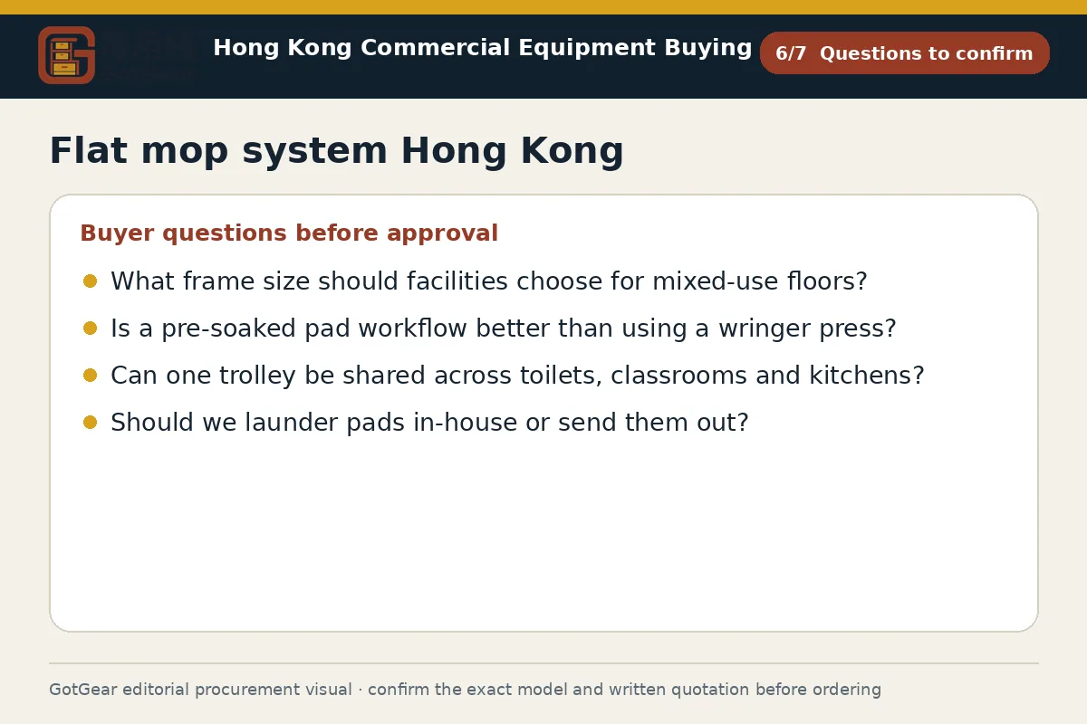 GotGear questions to confirm procurement diagram for flat mop system Hong Kong