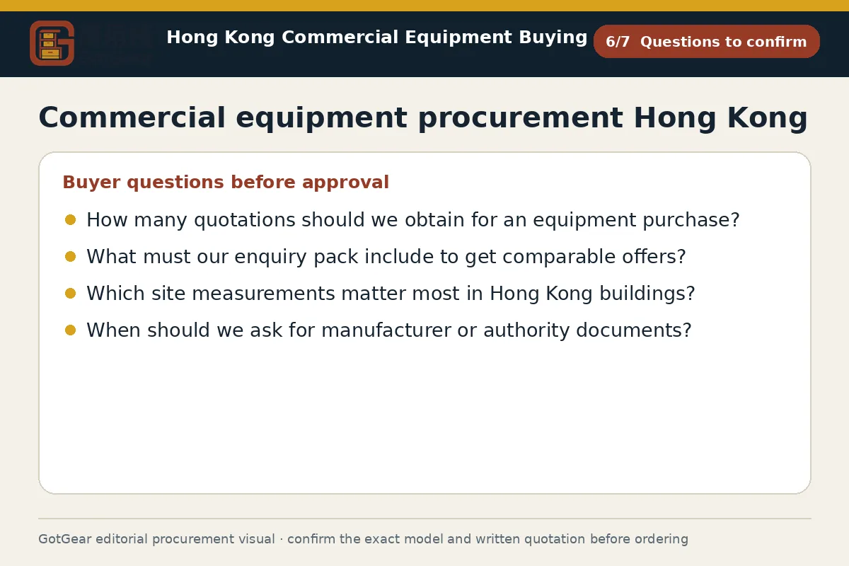GotGear questions to confirm procurement diagram for commercial equipment procurement Hong Kong