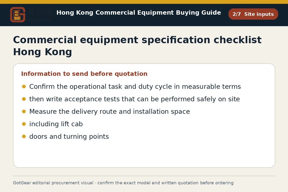 GotGear site inputs procurement diagram for commercial equipment specification checklist Hong Kong
