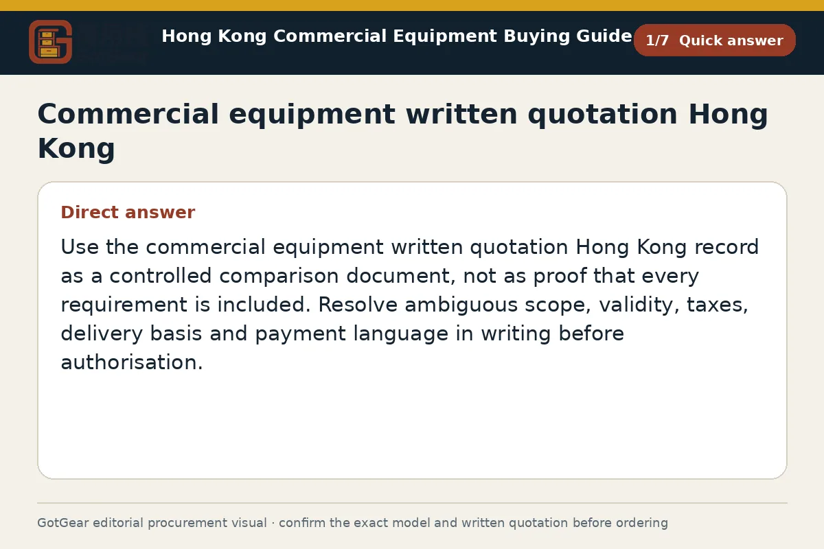 GotGear quick answer procurement diagram for commercial equipment written quotation Hong Kong