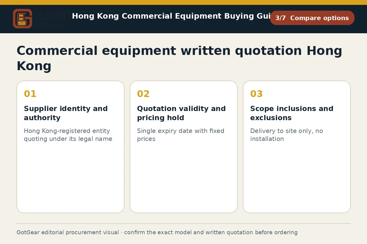 GotGear compare options procurement diagram for commercial equipment written quotation Hong Kong
