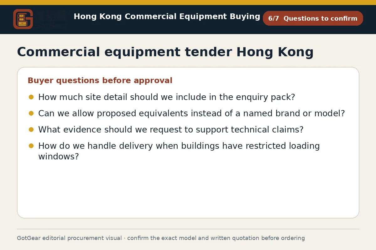 GotGear questions to confirm procurement diagram for commercial equipment tender Hong Kong