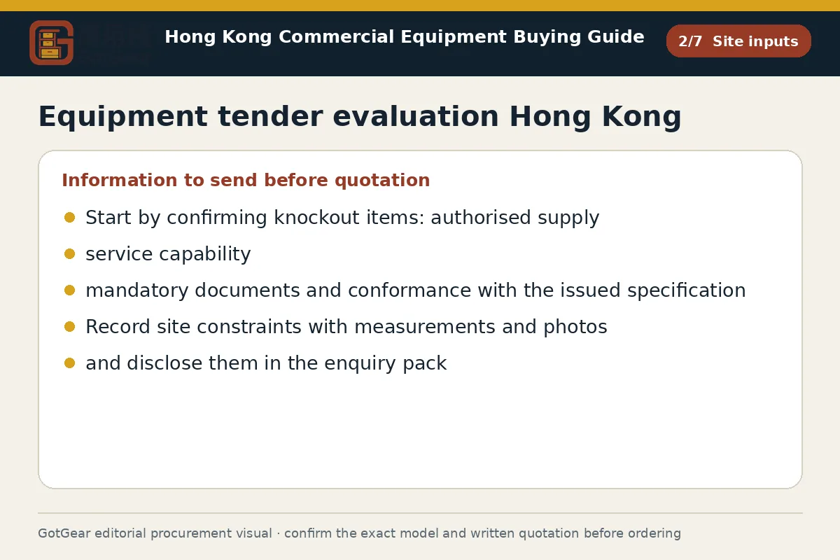 GotGear site inputs procurement diagram for equipment tender evaluation Hong Kong