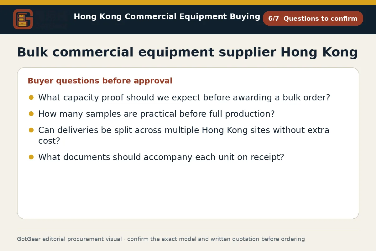 GotGear questions to confirm procurement diagram for bulk commercial equipment supplier Hong Kong