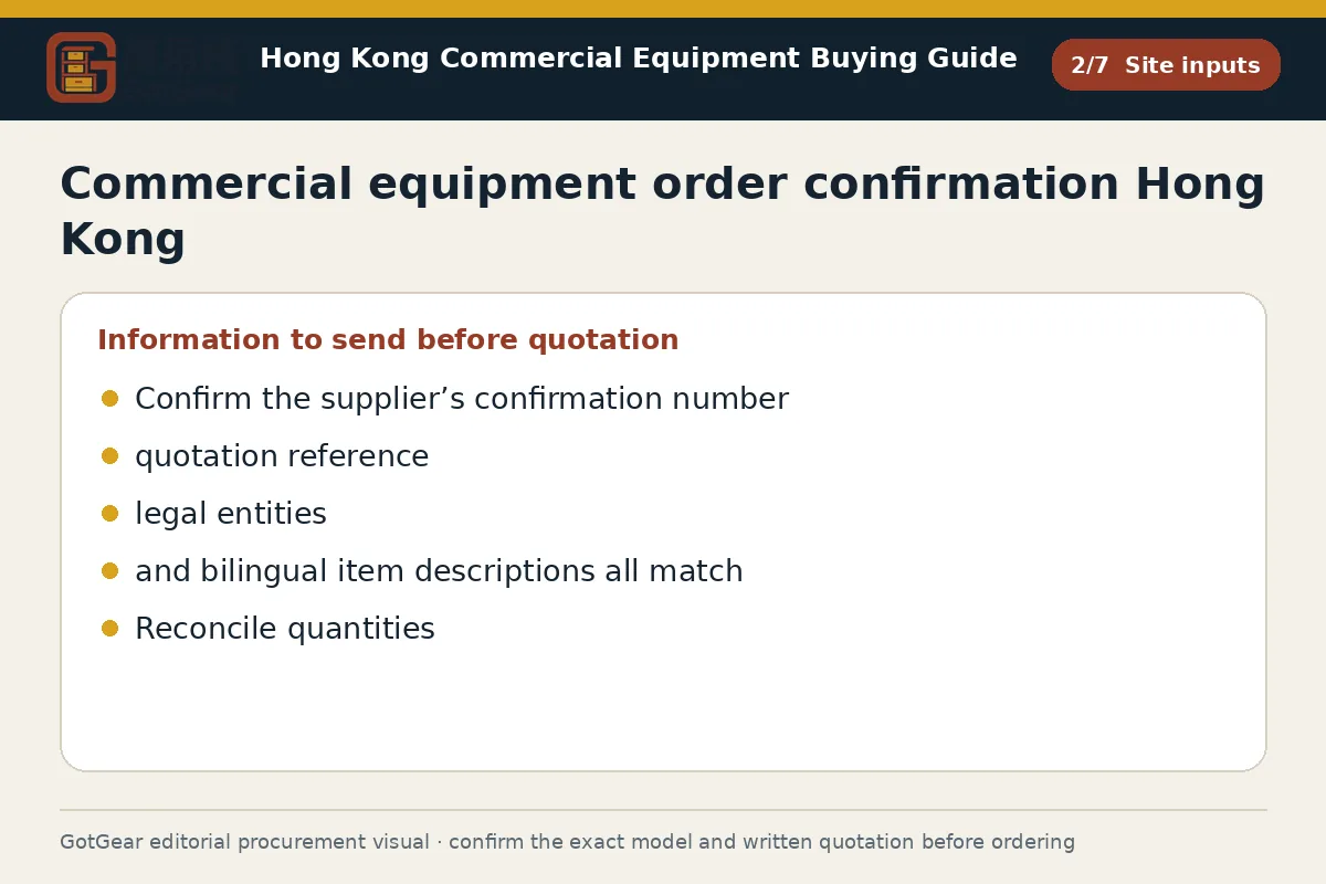 GotGear site inputs procurement diagram for commercial equipment order confirmation Hong Kong
