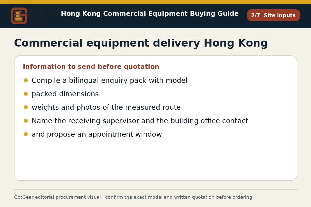 GotGear site inputs procurement diagram for commercial equipment delivery Hong Kong