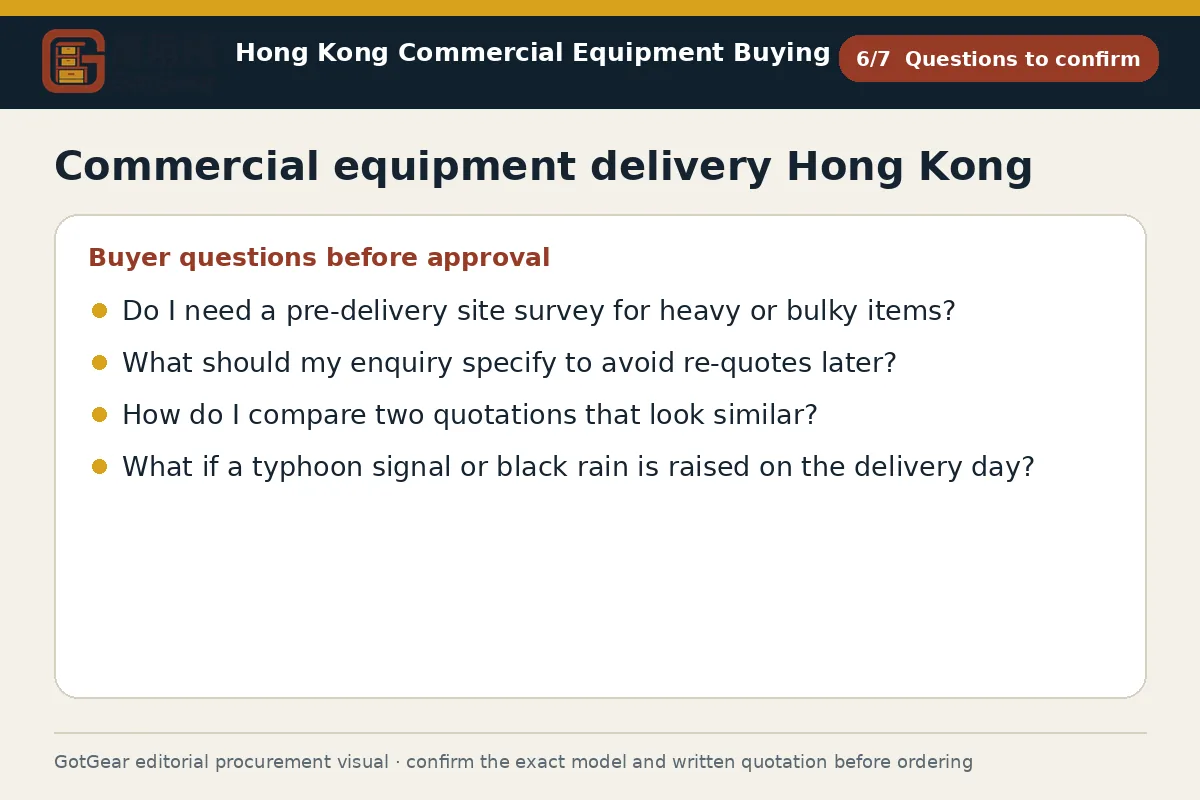 GotGear questions to confirm procurement diagram for commercial equipment delivery Hong Kong