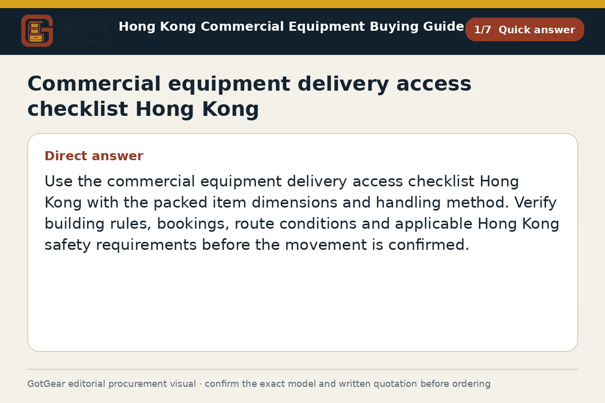 GotGear quick answer procurement diagram for commercial equipment delivery access checklist Hong Kong