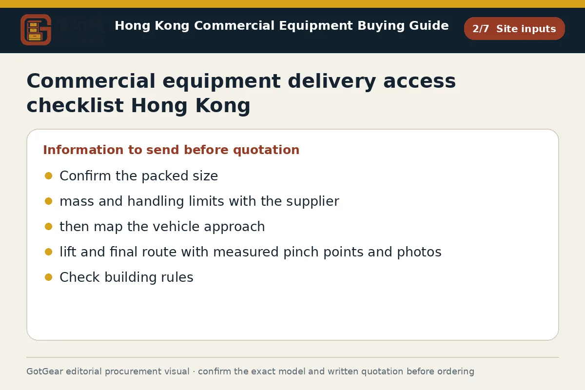 GotGear site inputs procurement diagram for commercial equipment delivery access checklist Hong Kong