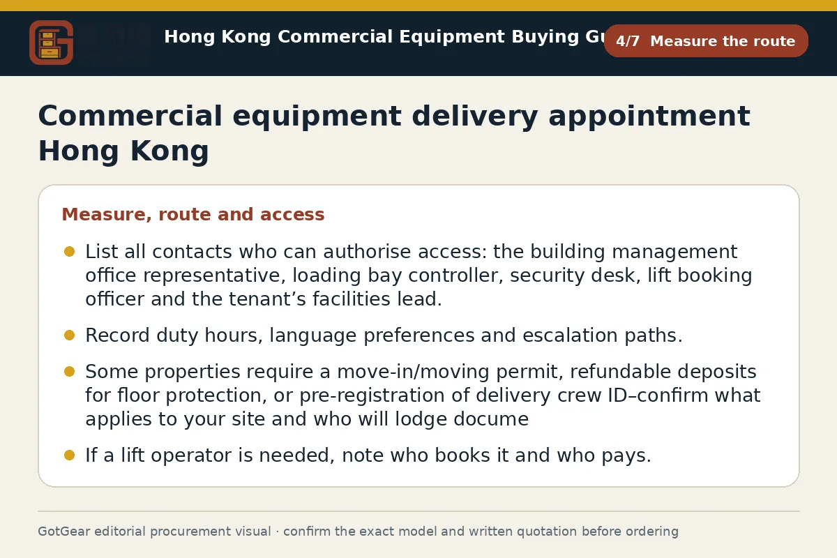 GotGear measure the route procurement diagram for commercial equipment delivery appointment Hong Kong