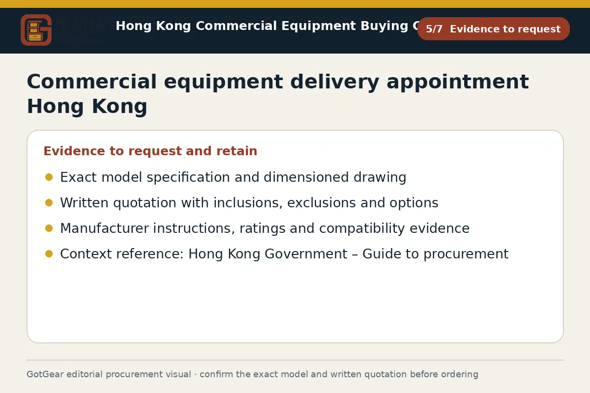 GotGear evidence to request procurement diagram for commercial equipment delivery appointment Hong Kong