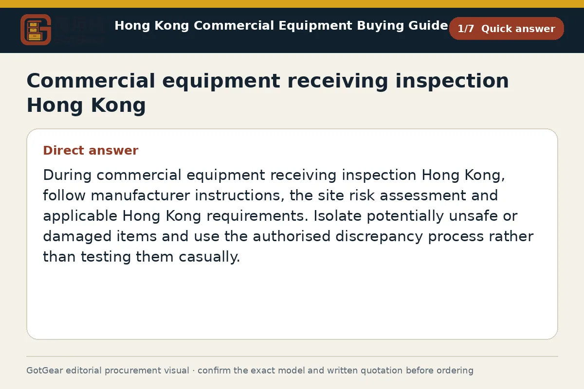GotGear quick answer procurement diagram for commercial equipment receiving inspection Hong Kong