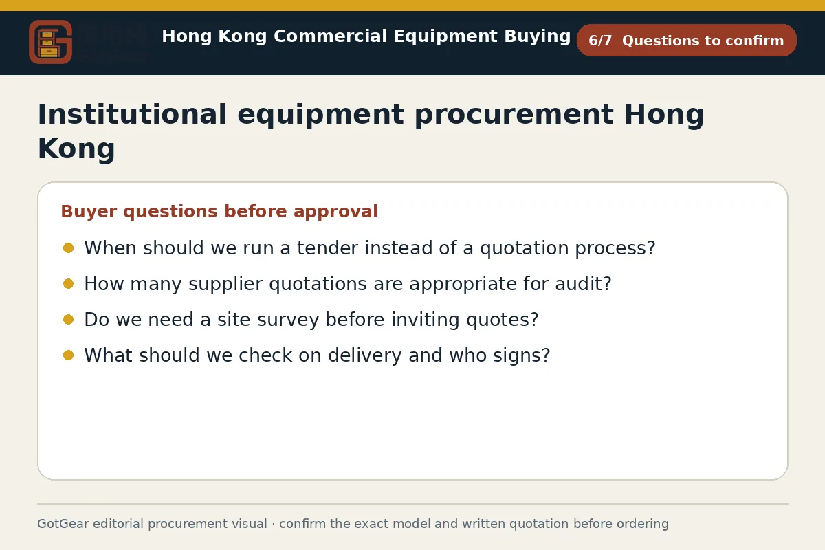 GotGear questions to confirm procurement diagram for institutional equipment procurement Hong Kong