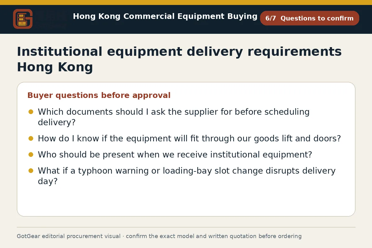 GotGear questions to confirm procurement diagram for institutional equipment delivery requirements Hong Kong