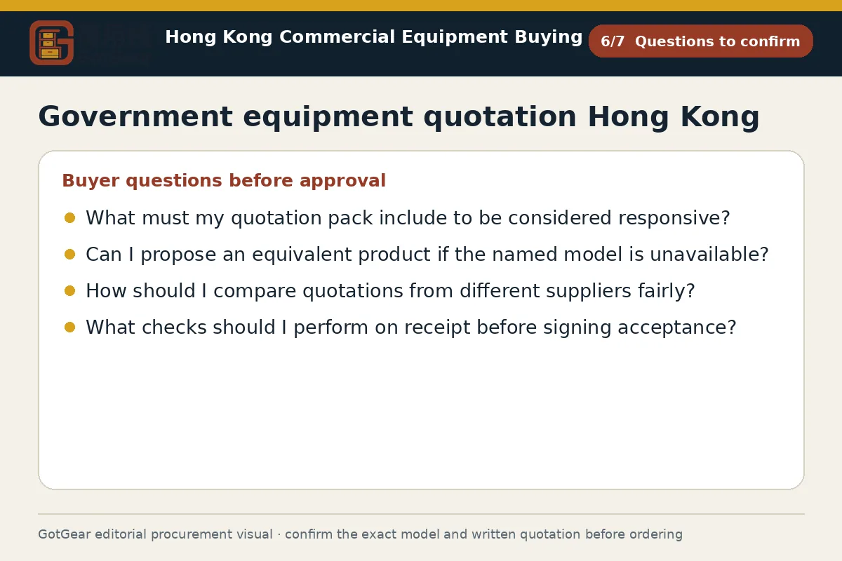 GotGear questions to confirm procurement diagram for government equipment quotation Hong Kong