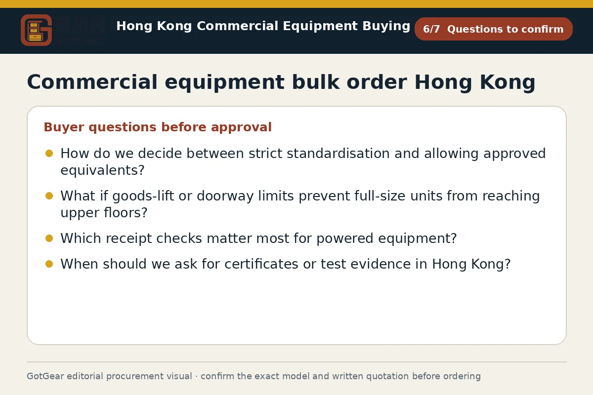 GotGear questions to confirm procurement diagram for commercial equipment bulk order Hong Kong