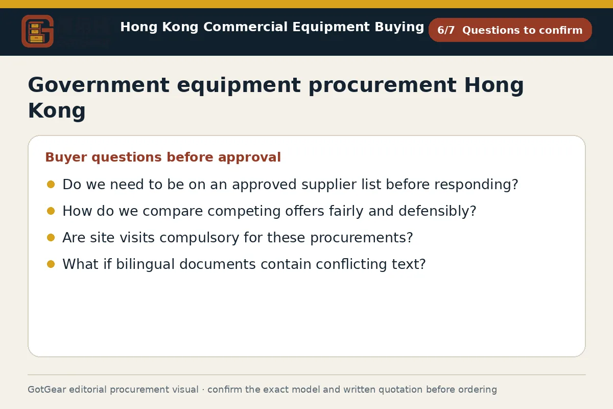 GotGear questions to confirm procurement diagram for government equipment procurement Hong Kong