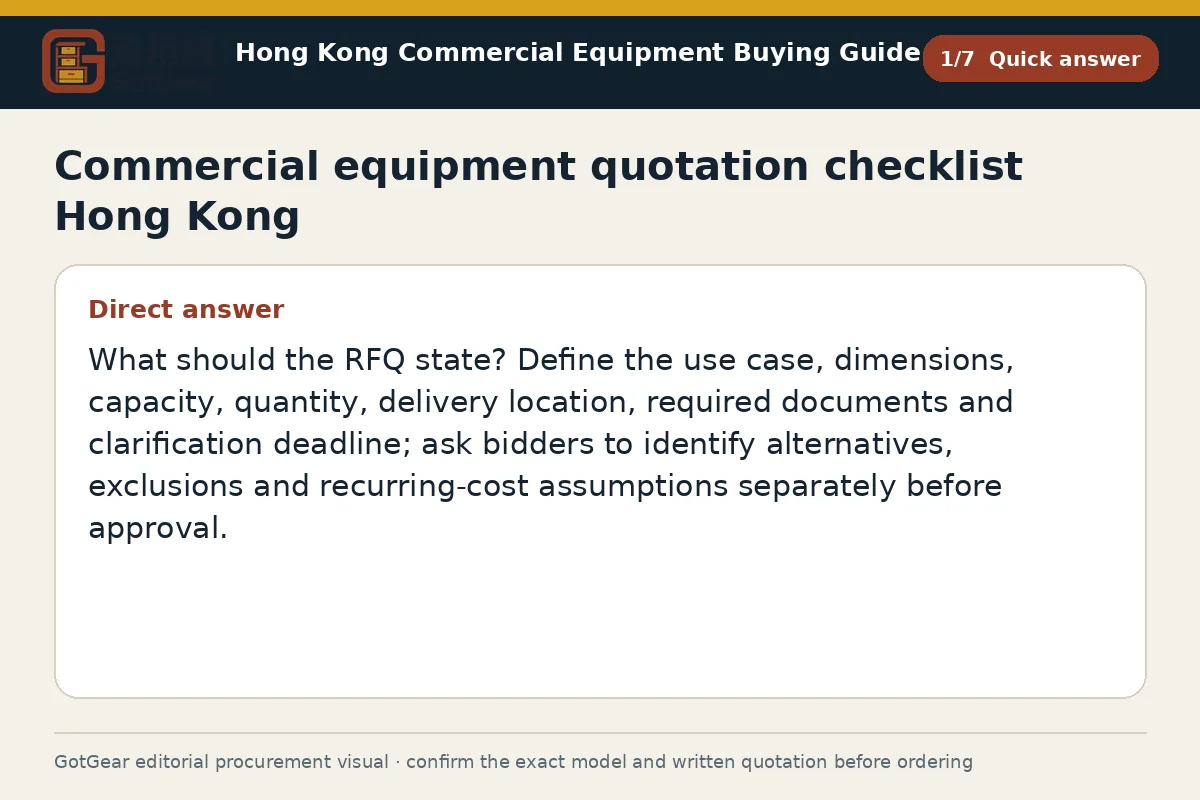 GotGear quick answer procurement diagram for commercial equipment quotation checklist Hong Kong