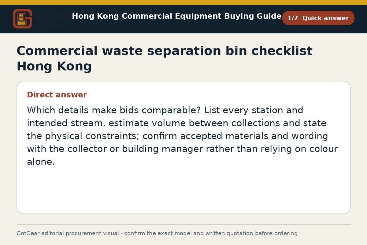 GotGear quick answer procurement diagram for commercial waste separation bin checklist Hong Kong