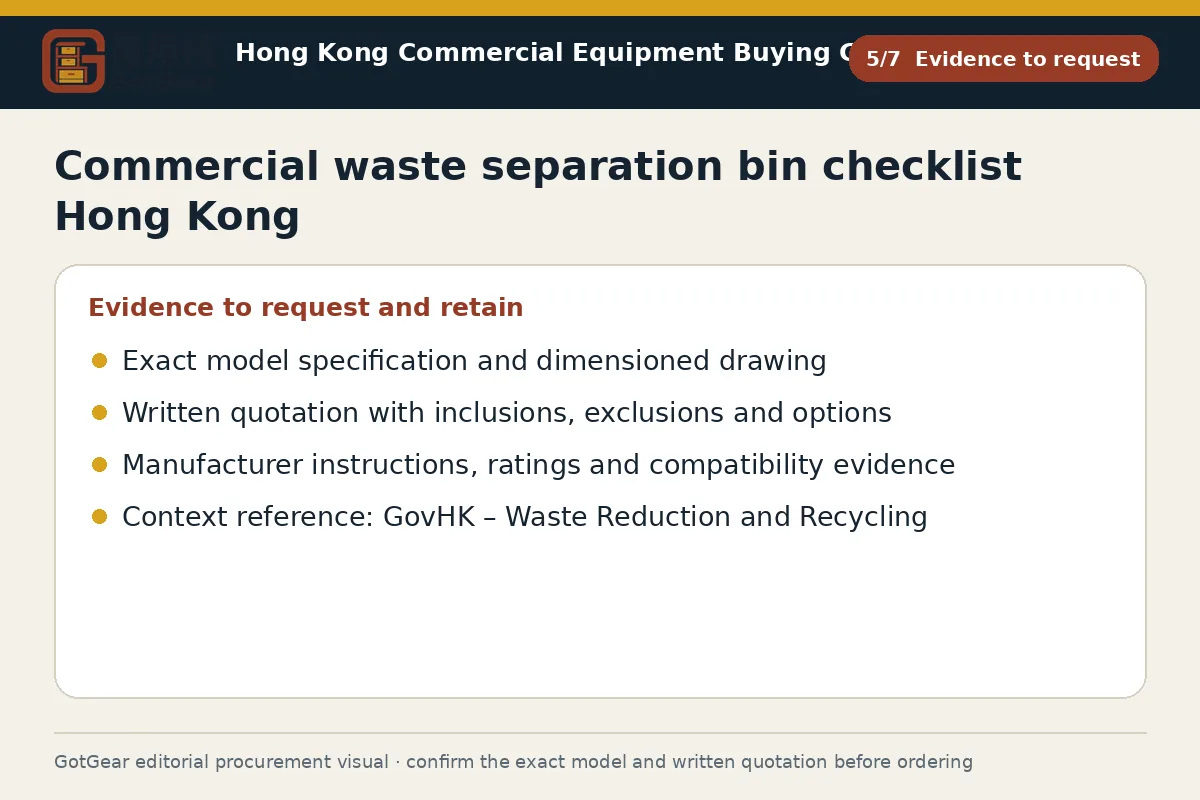 GotGear evidence to request procurement diagram for commercial waste separation bin checklist Hong Kong