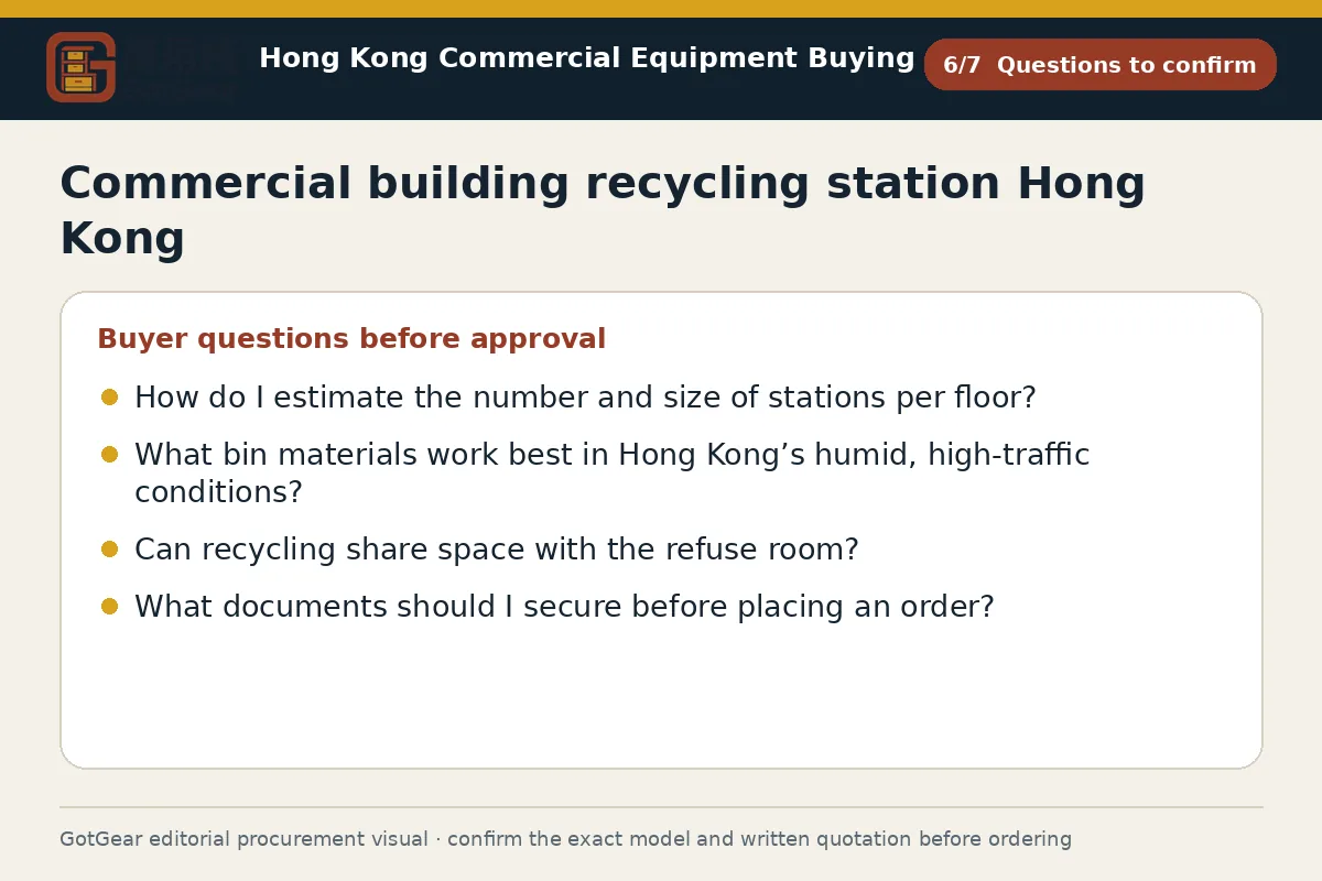 GotGear questions to confirm procurement diagram for commercial building recycling station Hong Kong