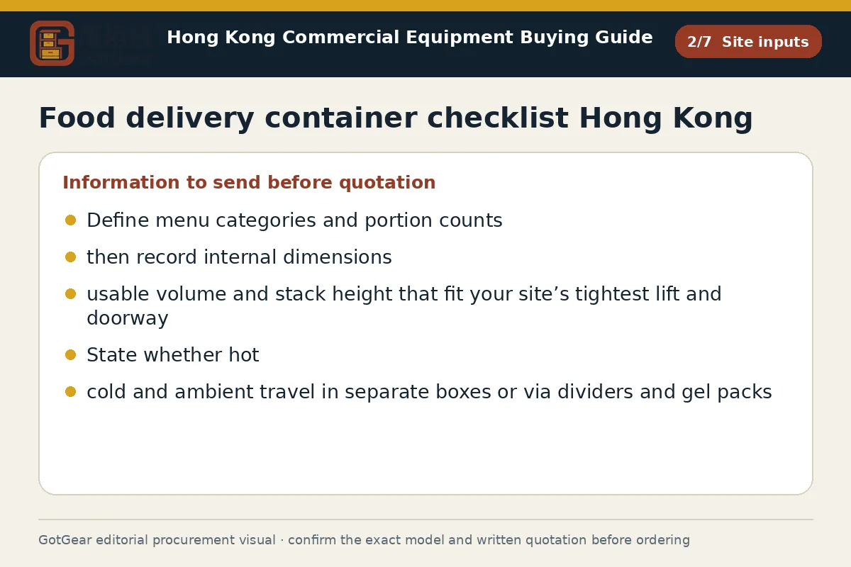 GotGear site inputs procurement diagram for food delivery container checklist Hong Kong