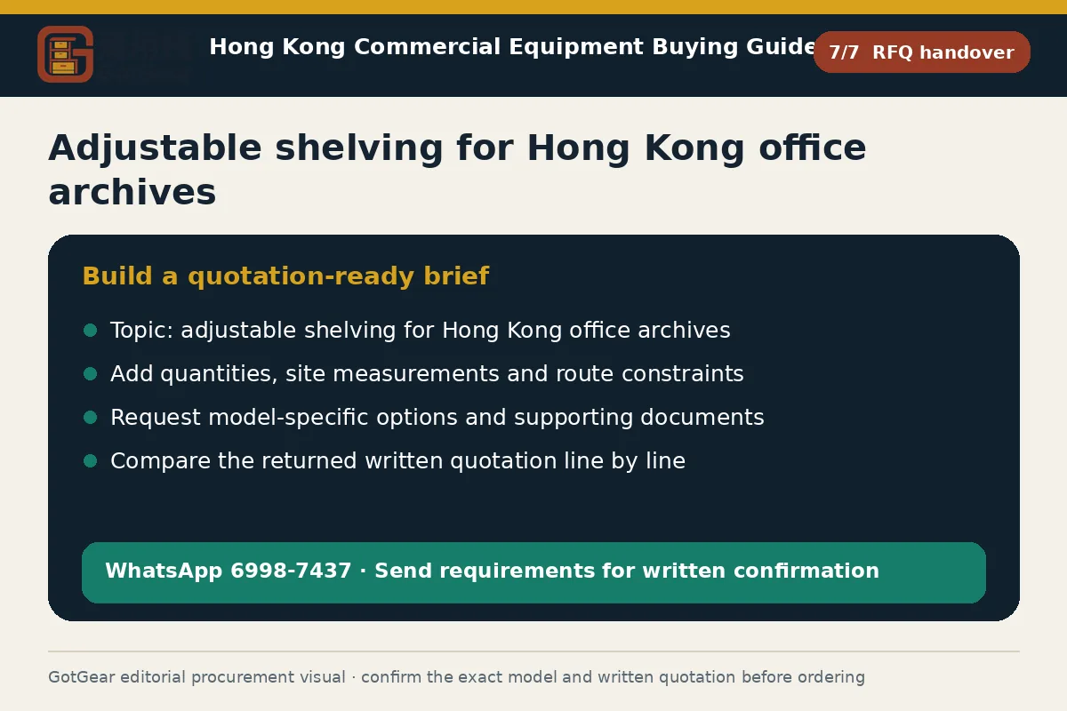 GotGear rfq handover procurement diagram for adjustable shelving for Hong Kong office archives