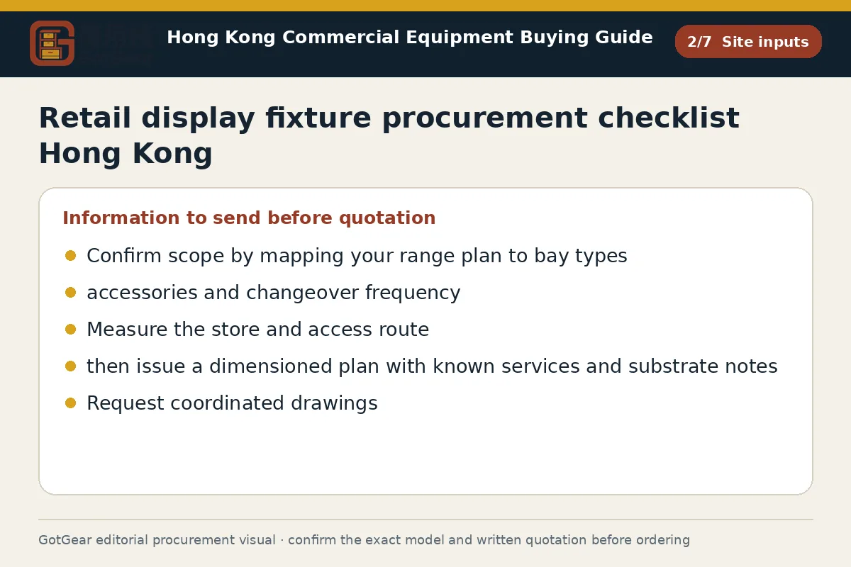 GotGear site inputs procurement diagram for retail display fixture procurement checklist Hong Kong