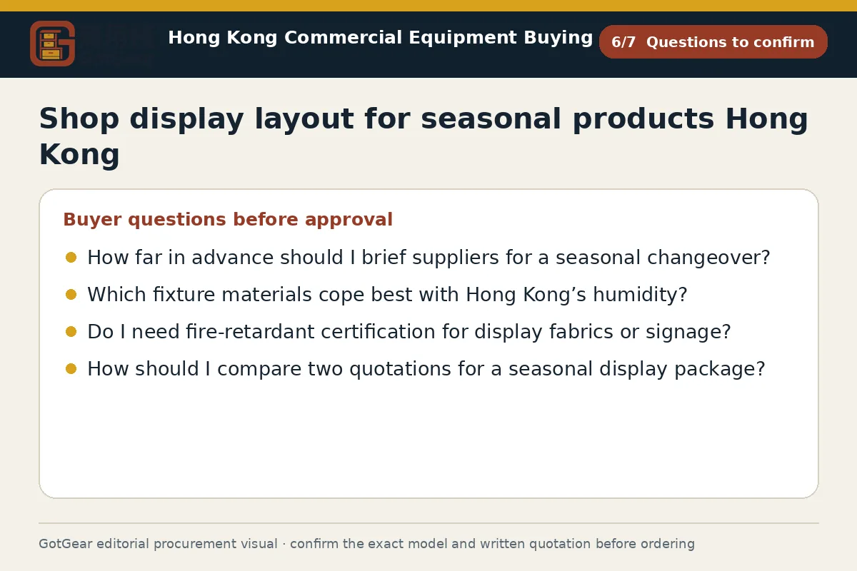 GotGear questions to confirm procurement diagram for shop display layout for seasonal products Hong Kong