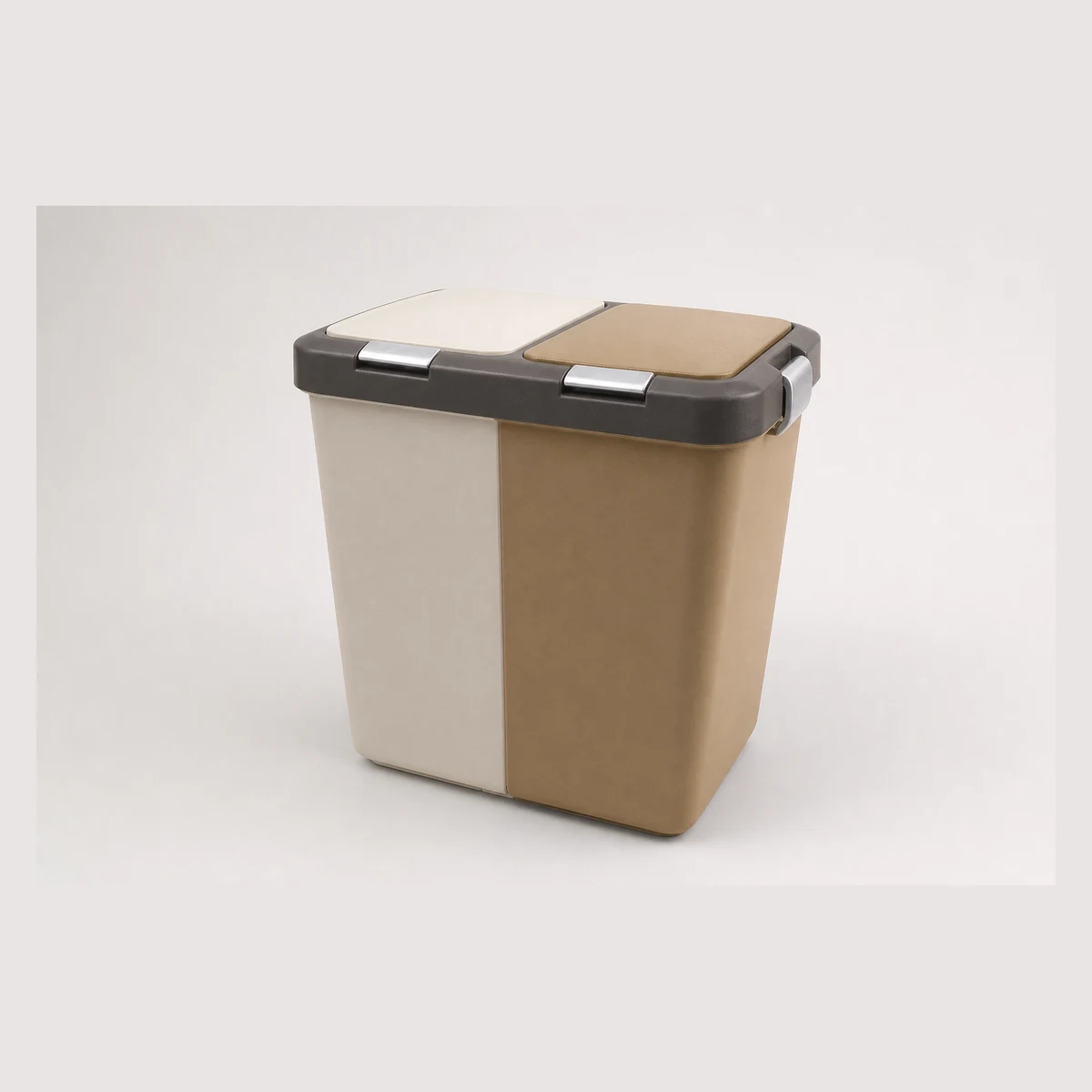 Flip-lid double-compartment waste bin, model 4050, Hong Kong commercial equipment