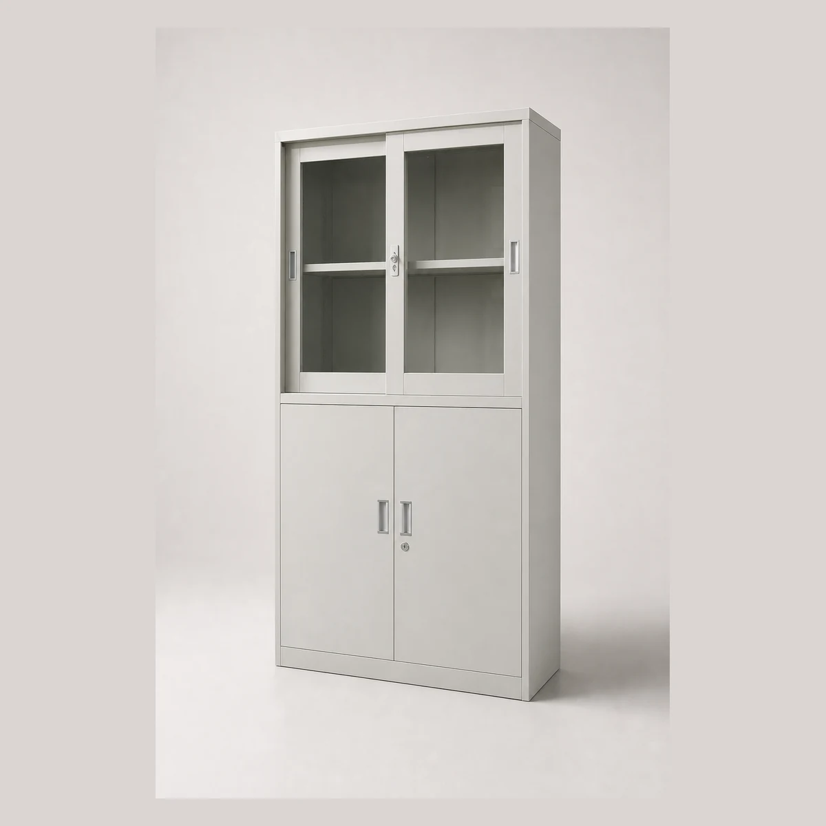 Cabinet with upper sliding door and double lower doors, model WFU005,012, Hong Kong commercial equipment