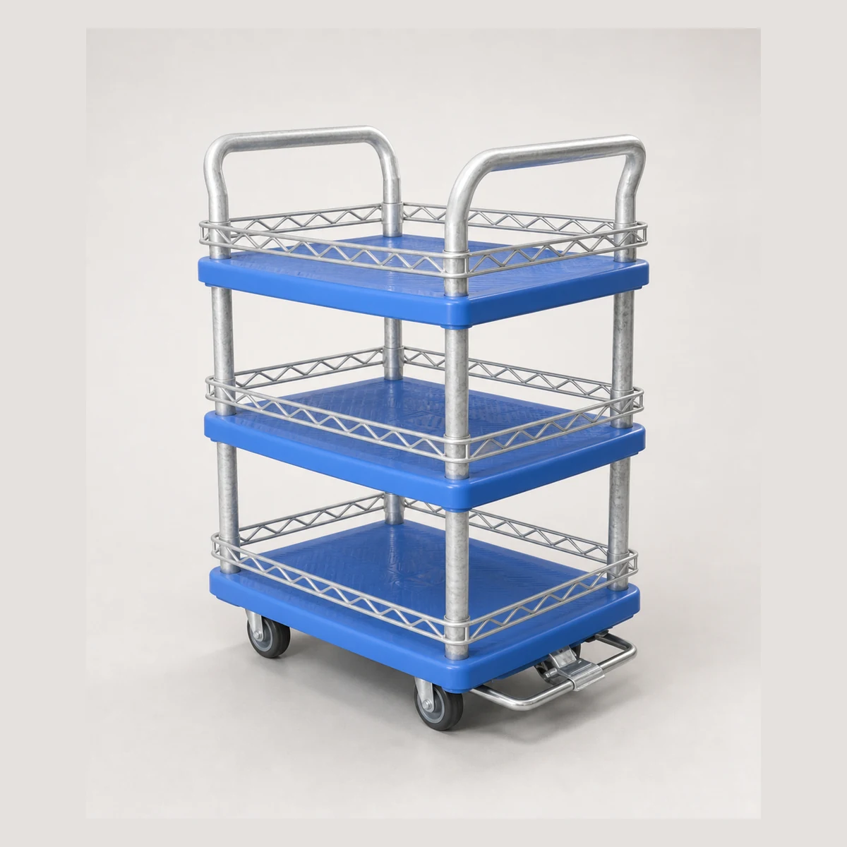 Three-tier plastic cage trolley, model S8923as-bs, Hong Kong commercial equipment